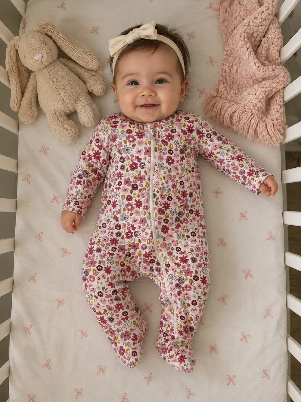 🌸CARTER’S Floral Zip-Front Baby One-Piece Sleeper - 6 Months